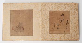 ALBUM, 12 målningar med kalligrafi. Japan, Meiji (1868-1912).
