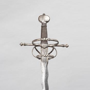 A flame bladed rapier, late 16th century, probably Germany.