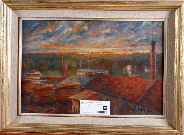 TH HANSSEN, DAG-FINN , olja på duk, Norge. Sign och daterad -23.