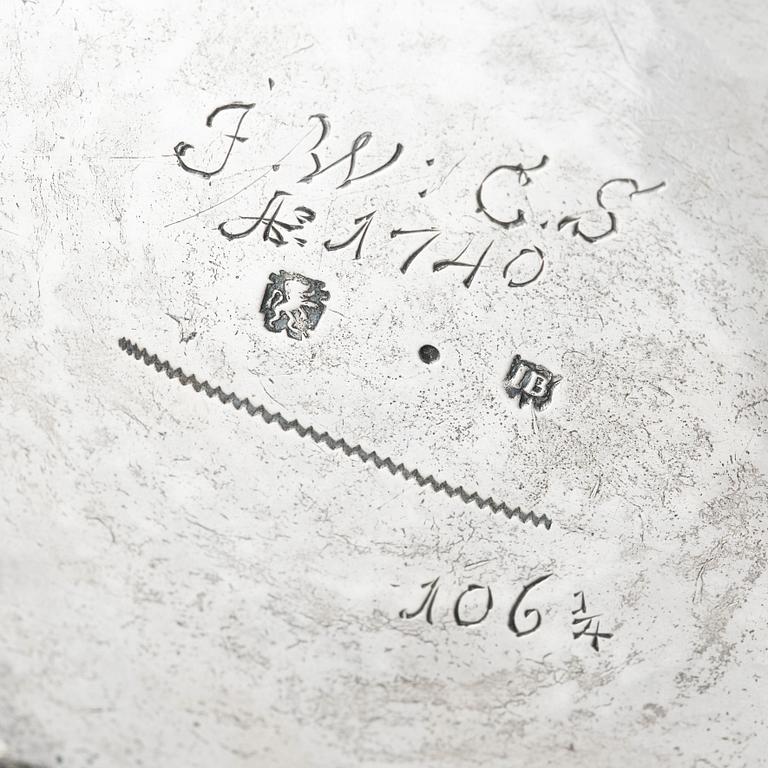 A Swedish late baroque parcel-gilt silver tankard, mark of Jeremias Britt, Kalmar (1736-1742).