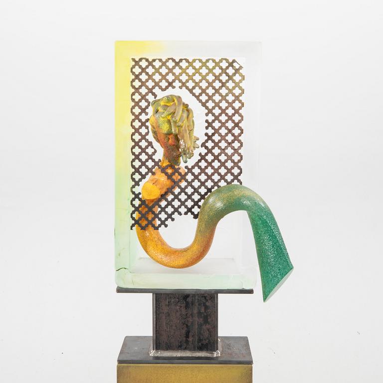 Kjell Engman, a signed unique glass and metal sculpture.