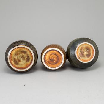 CARL-HARRY STÅLHANE, 3 stoneware vases, Rörstrand, Sweden, mid 20th century.