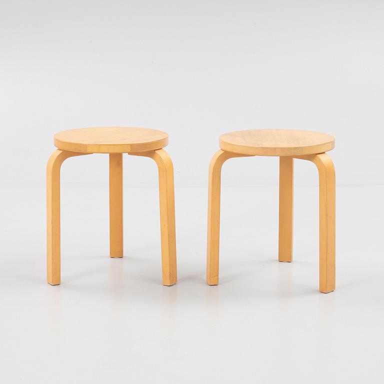 Alvar Aalto, a pair of model 60 stools, Artek, Finland.