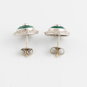 Chalcedony and eight cut diamond stud earrings.