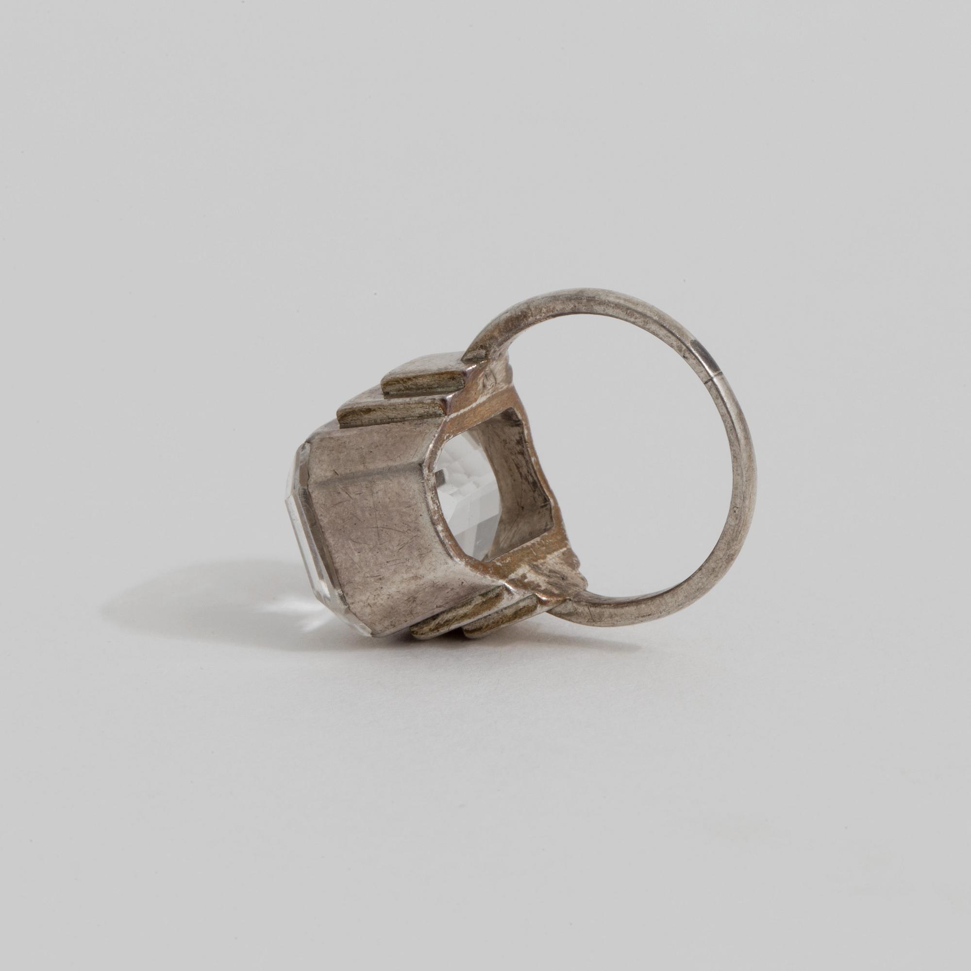 A rock crystal ring by Wiwen Nilsson, Lund.
