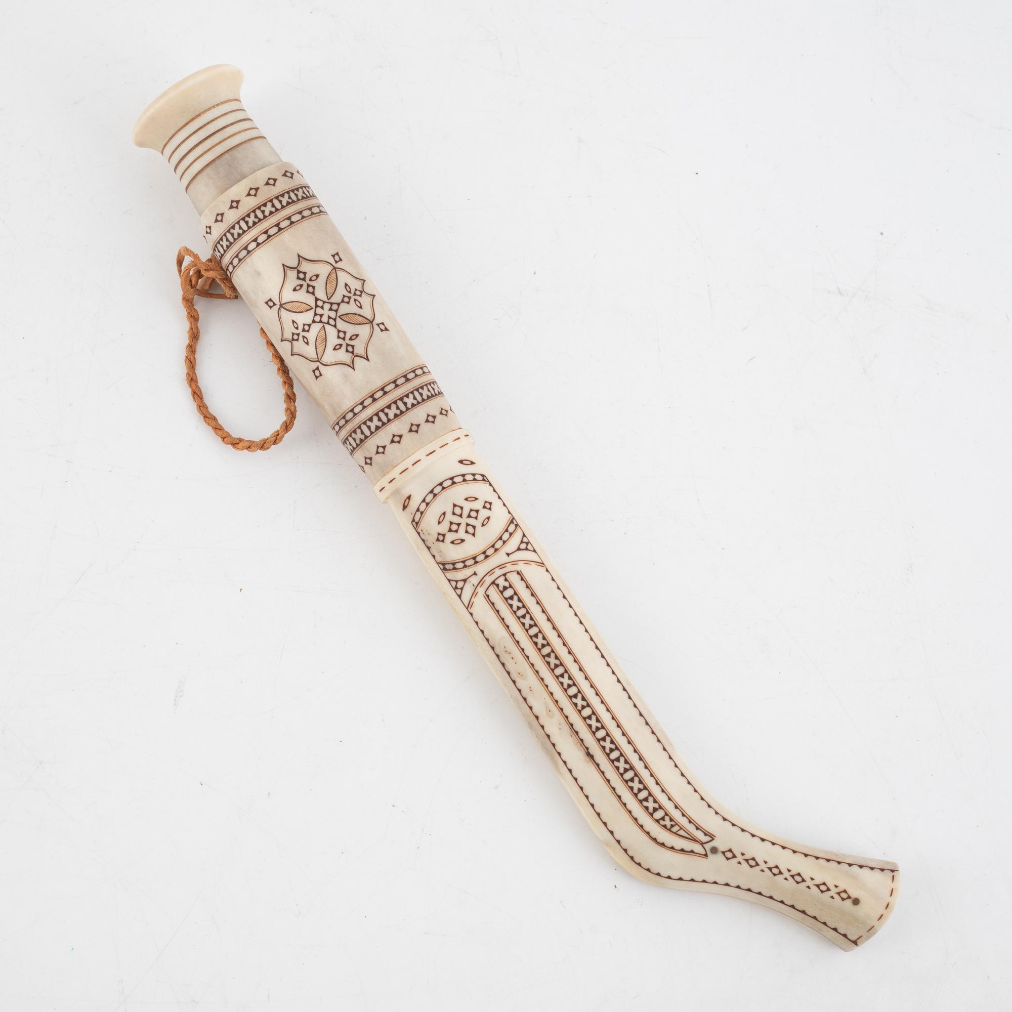 Tore Sunna, a reindeer horn knife, signed.