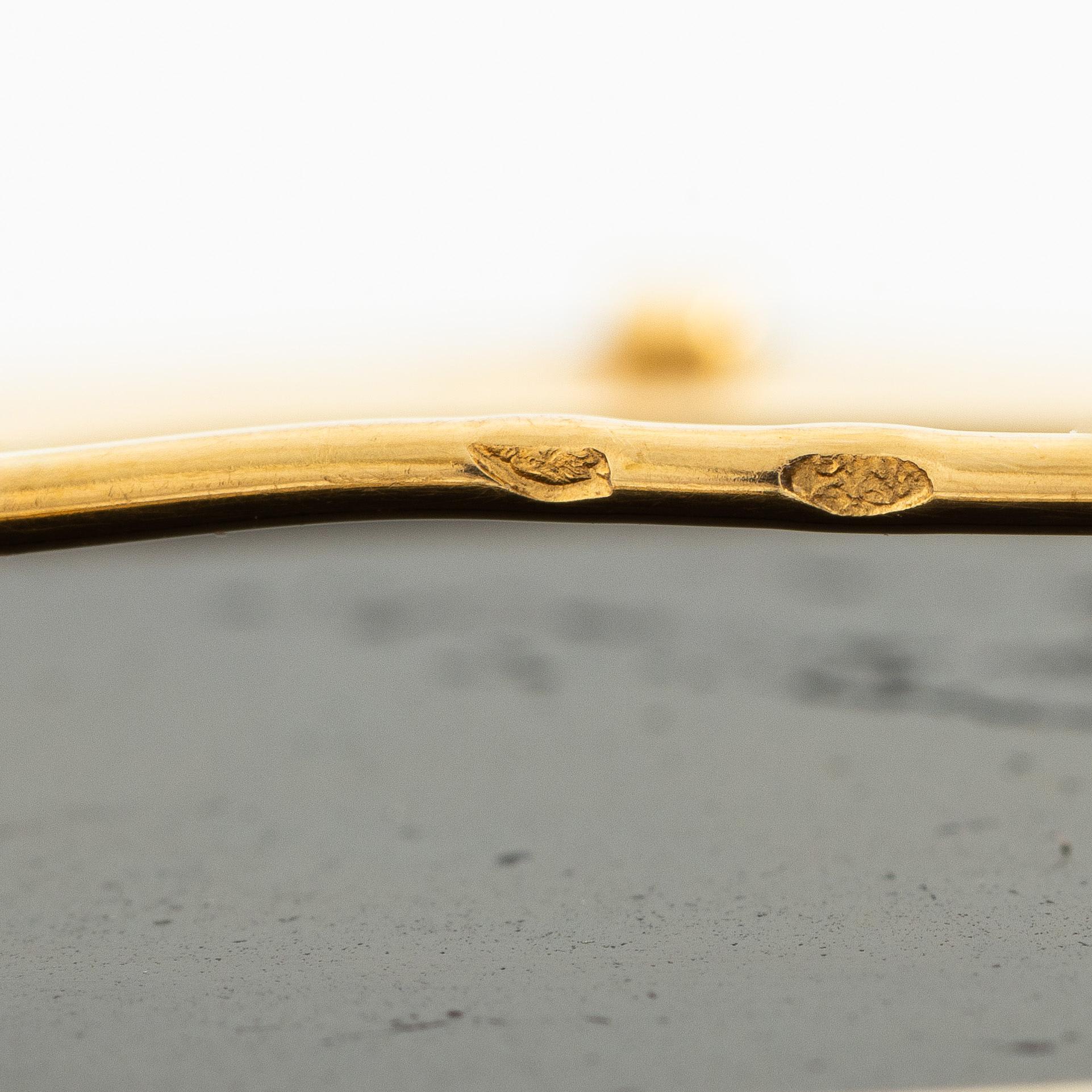 Brosch 18K guld med mikromosaik.