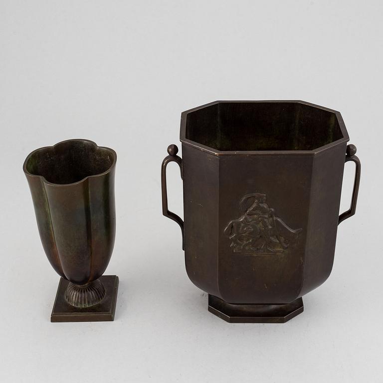 Two Swedish Grace bronze vases from GAB Brons, 1920's/30's.