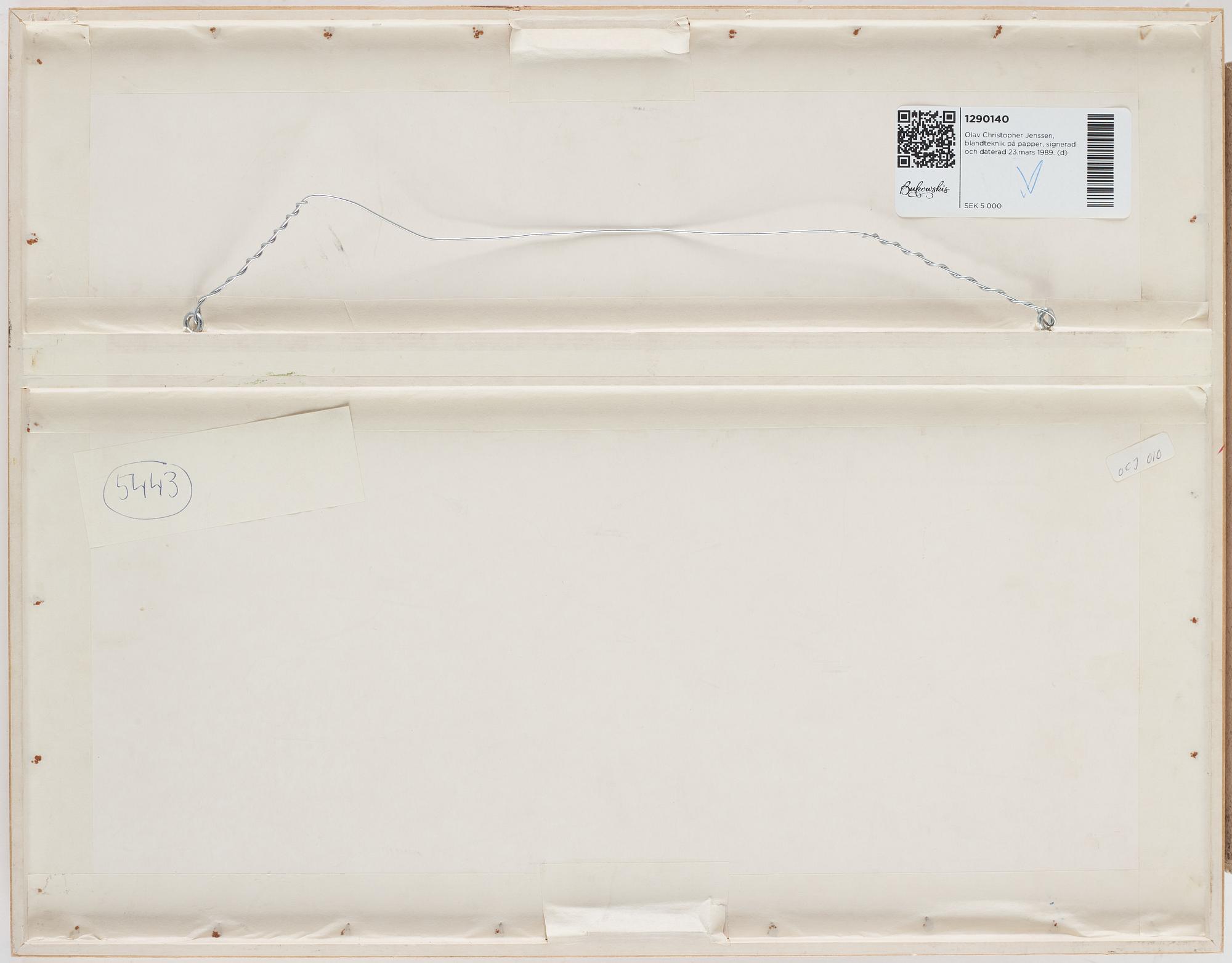 Olav Christopher Jenssen,  mixed media on paper, signed and dated 23.mars 1989.