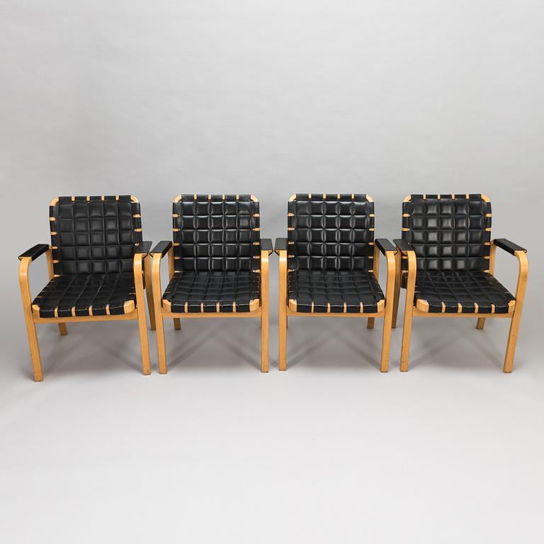 ALVAR AALTO, four late-20th-century '45' armchairs for Artek.