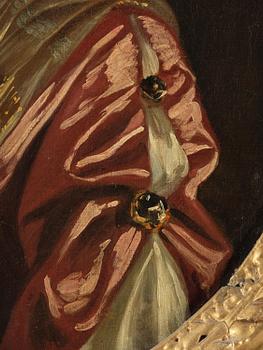 Mikael Dahl, attributed to, Young woman in burgundy dress.