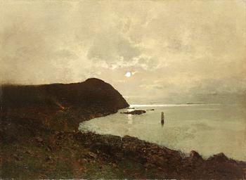 Axel Nordgren, Moonlit coastal scene from Bohuslän.