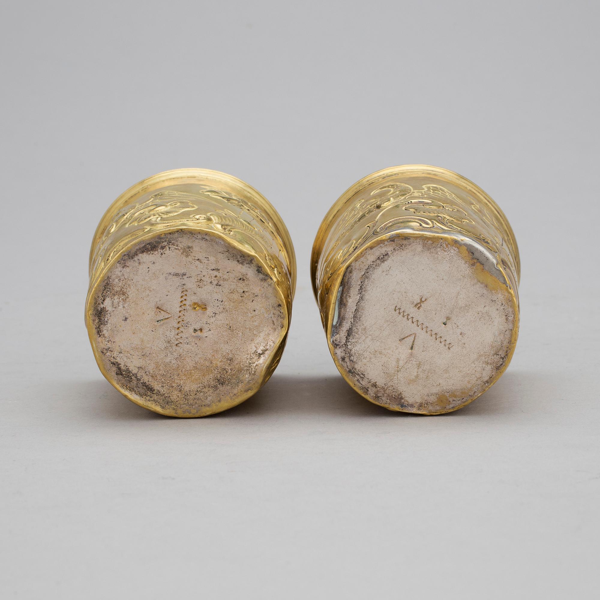 BÄGARE, mässing /Argent haché, troligen sent 1700-tal, Ryssland.