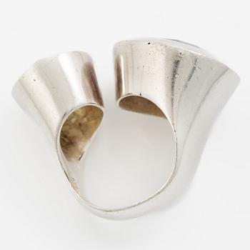 Ring, silver med citrin och rökkvarts.