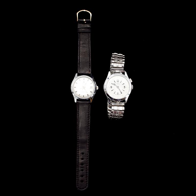 ARMBANDSUR, 2 st, blindur och Tissot Visodate Seastar Seven, 1900-talets mitt.