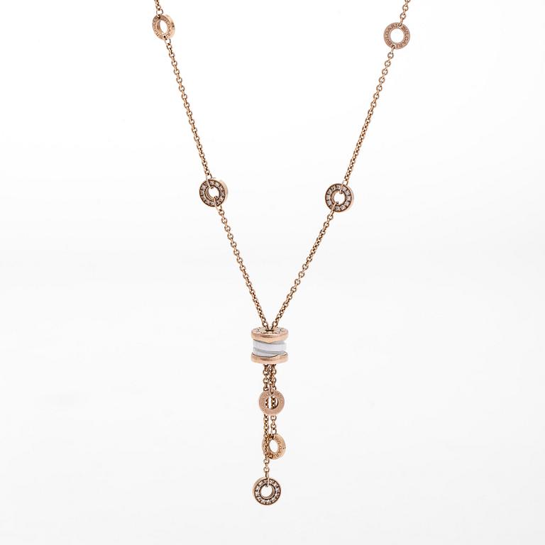 Bulgari, collier, "B.zero1", 18K guld, keramik och diamanter.