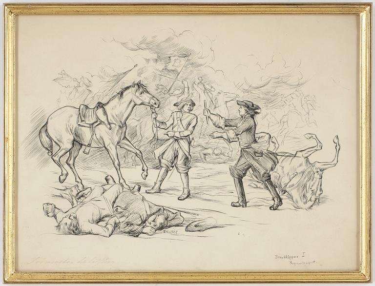 ALBERT EDELFELT, teckning, signerad.