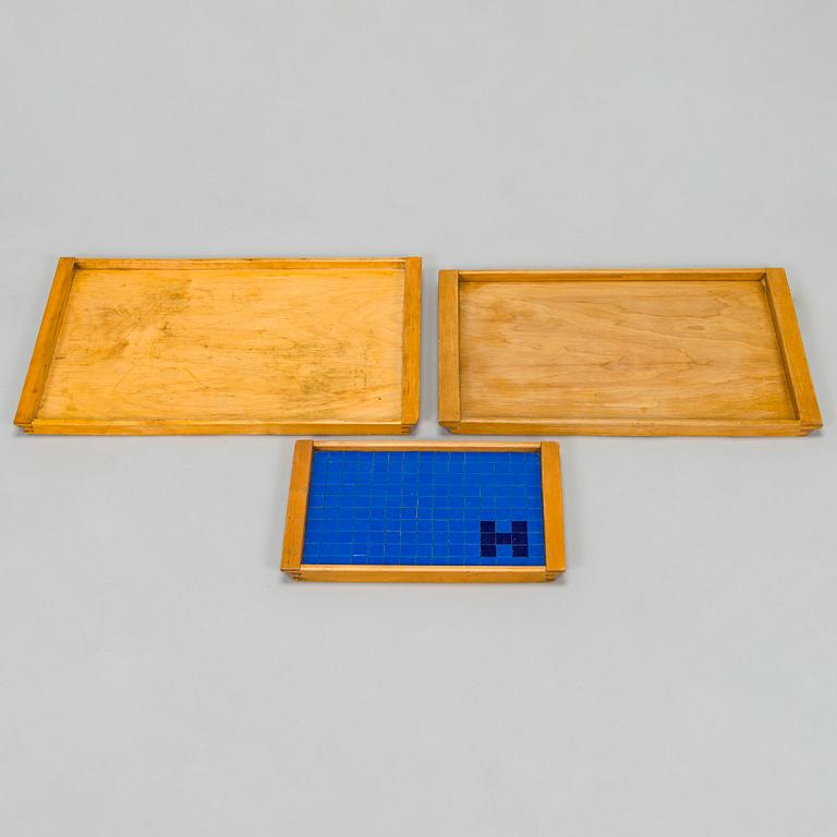 Aino Aalto, a set of three mid-20th-century wooden trays Ahlström Varkauden tehtaat for Artek, Finland.