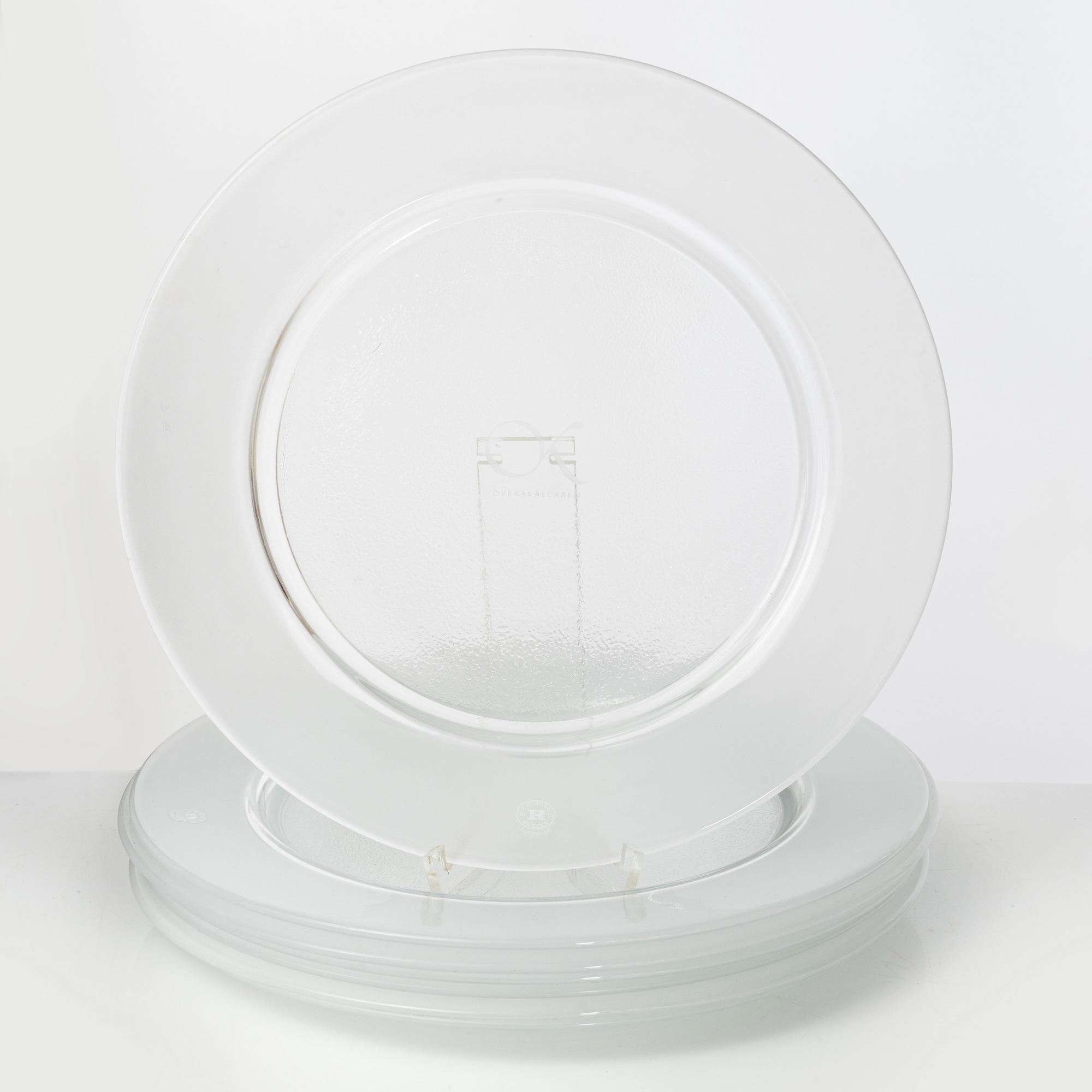 Reijmyre Glasbruk, mattallrikar 7 st, samt karaff, för Operakällaren.