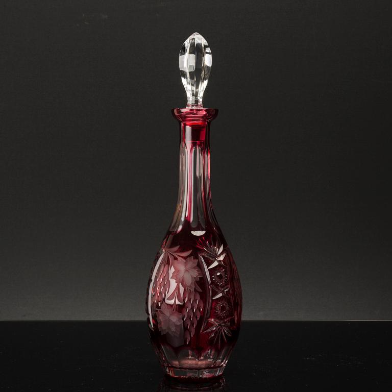 A set of nine glasses and a decanter, Germany later part of the 20th century.
