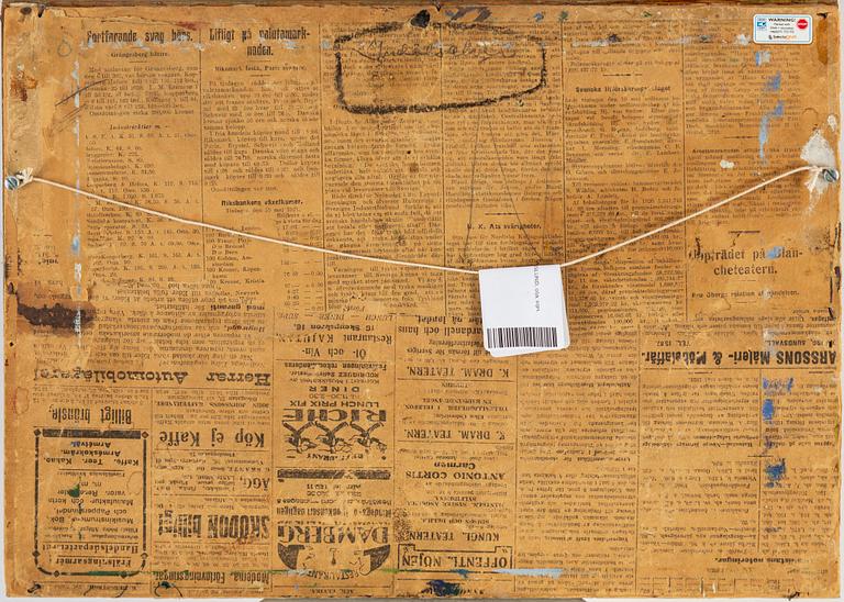 HELMER OSSLUND, oil on grease proof paper/paper-panel, indistingtly signed.