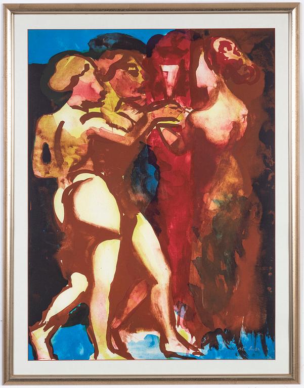 Peter Dahl, färglitografi, signerad PT.