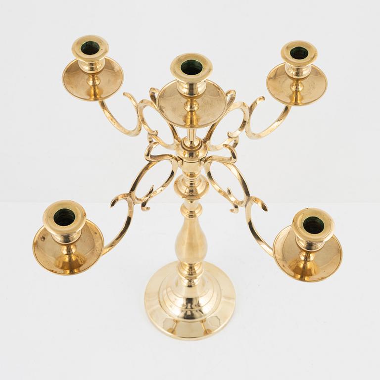 A brass candelabra, Skultuna Messingsbruk, 1989.