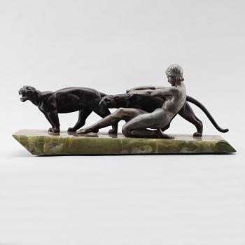 SKULPTUR, metall, art déco, otydligt signerad.