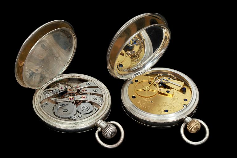 HERRFICKUR, 2 st, silver, omkring år 1900.