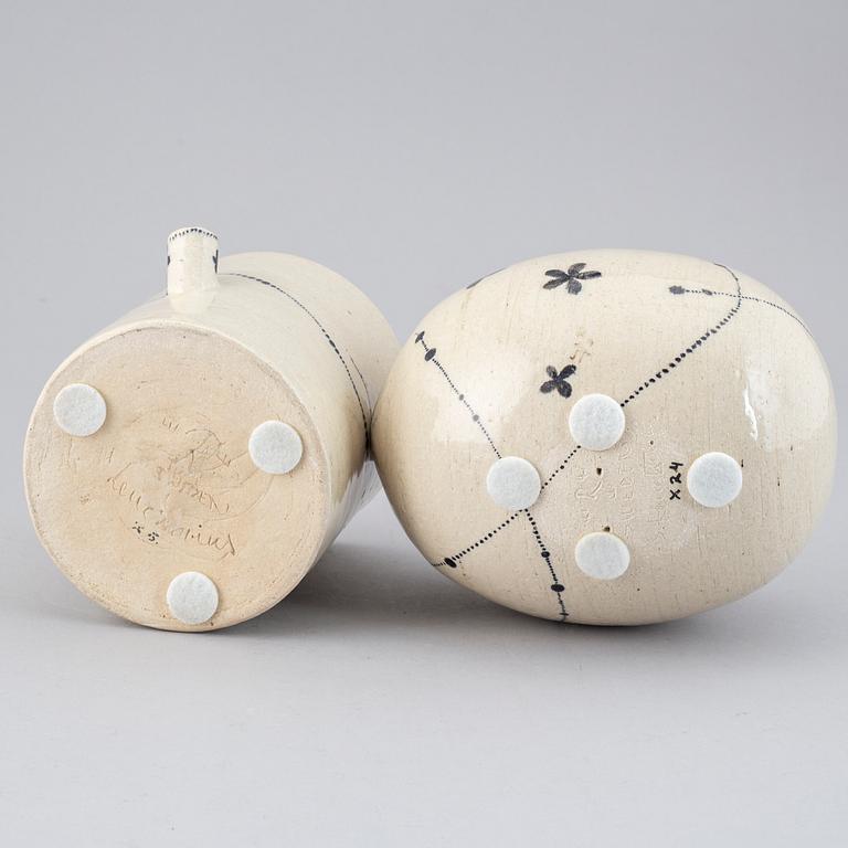 SYLVIA LEUCHOVIUS, two stoneware sculptures, Rörstrand, Sweden.