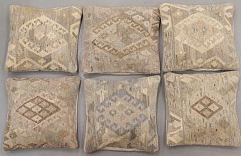 Six kilim cushions, Ca 45 x 45 cm.
