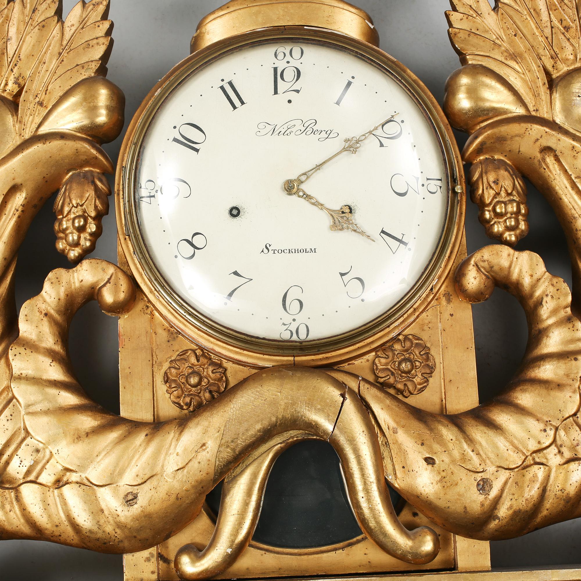 VÄGGPENDYL, empire, Nils Berg, Stockholm, 1800-talets första hälft.