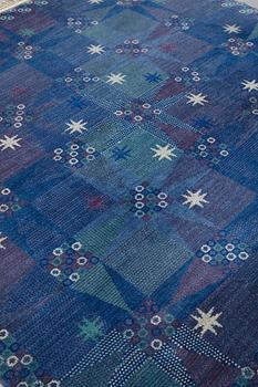 Barbro Nilsson, a carpet, "Stjärnflossan, blå", knotted pile, ca 250-253 x 249-253 cm, signed AB MMF BN.