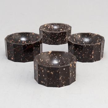 Three plus one porphyry salt cellars, Empire, second quarter of the 19th century.