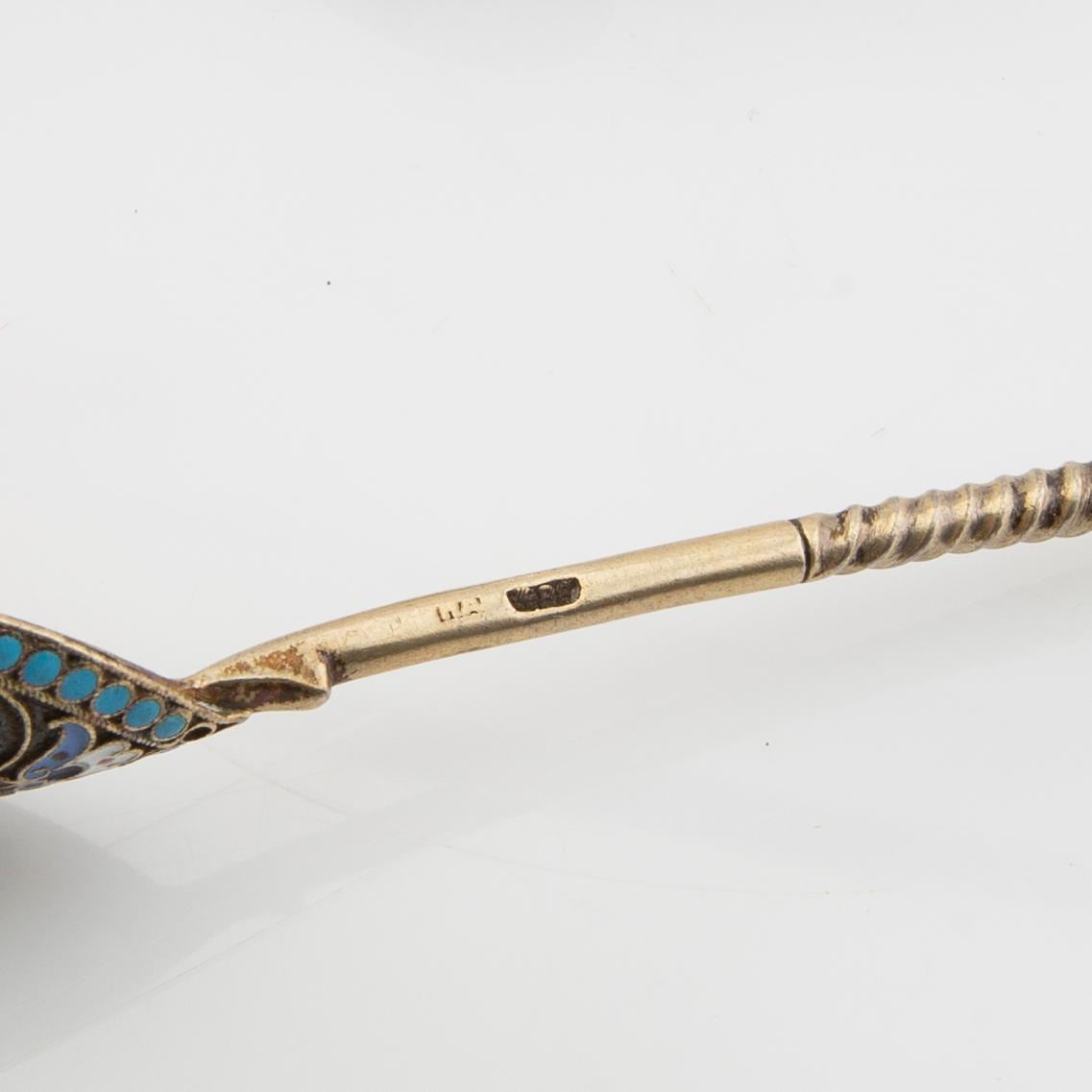 Spoons 2 pcs Russia silver and enamel 1908-26.