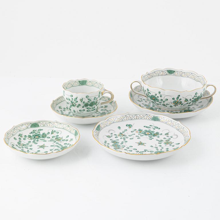 Meissen, mat-och kaffeservis, 59 delar, "Indische Malerei Grün", Tyskland.