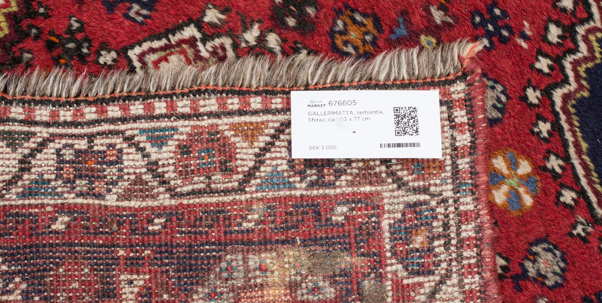 GALLERIMATTA, semiantik, Shiraz, ca 303 x 77 cm.