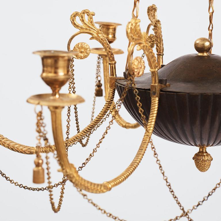 A late Gustavian six-light hanging-lamp, early 19th century.