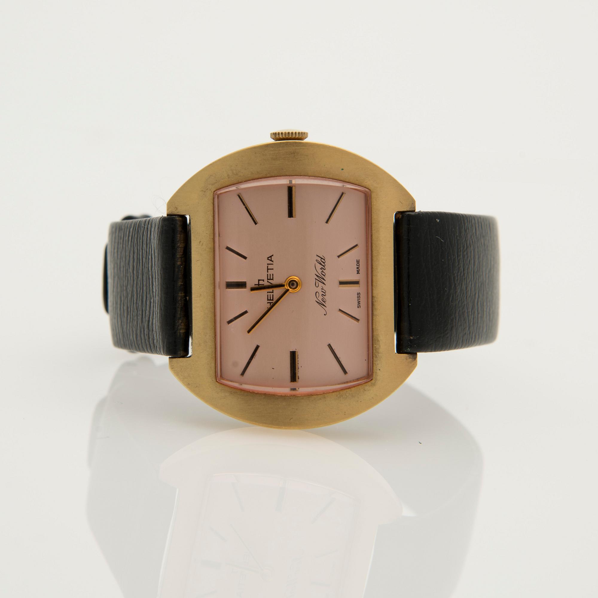 ARMBANDSUR, Helvetia New World, stål, förgyllt.