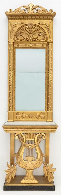 Mirror with console table, mid-19th century, 
Late Empire.