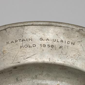 A German barque pewter dish, 18th century.