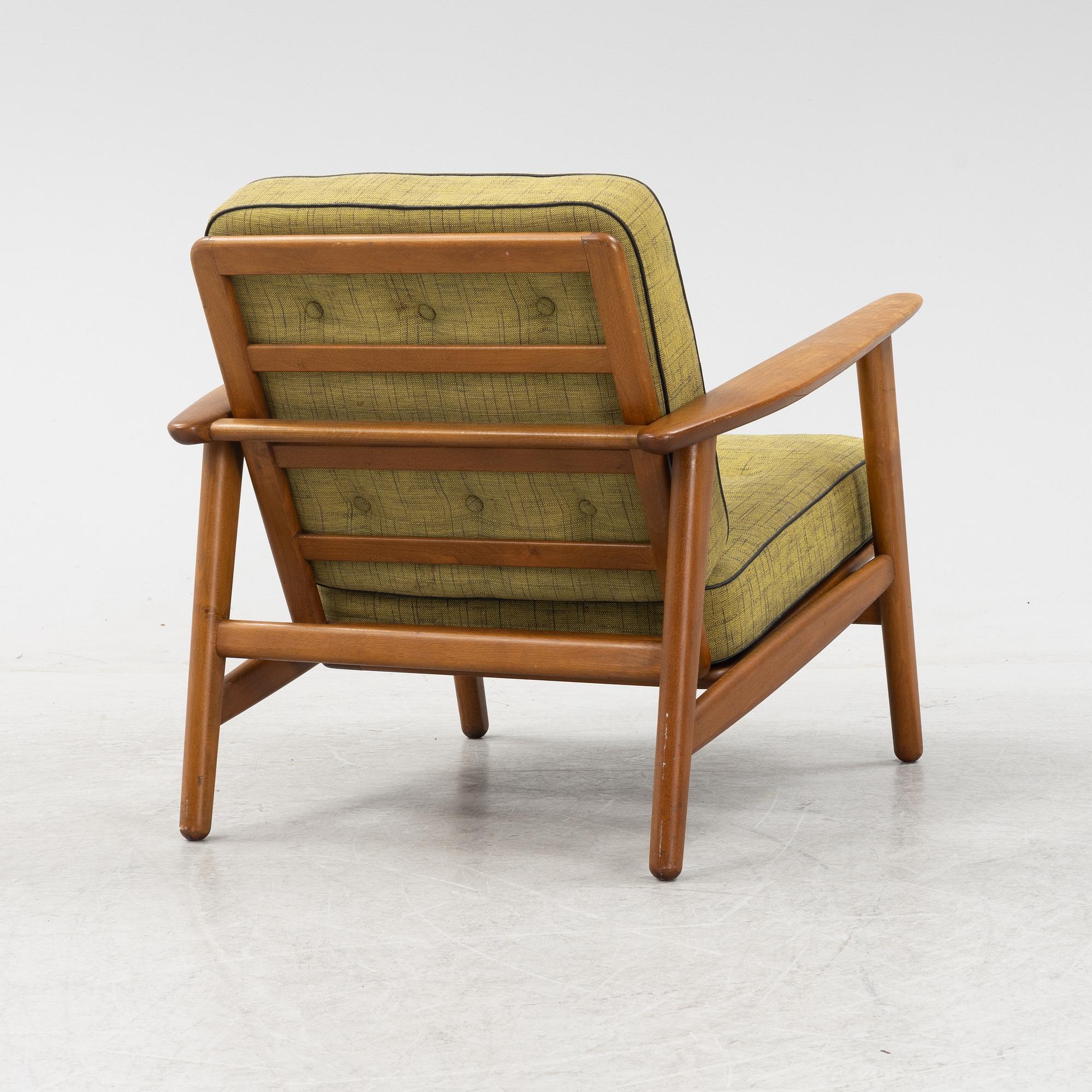 Hans J Wegner, a model 'GE233' teak easy chair, Getama, Gedsted, Denmark.