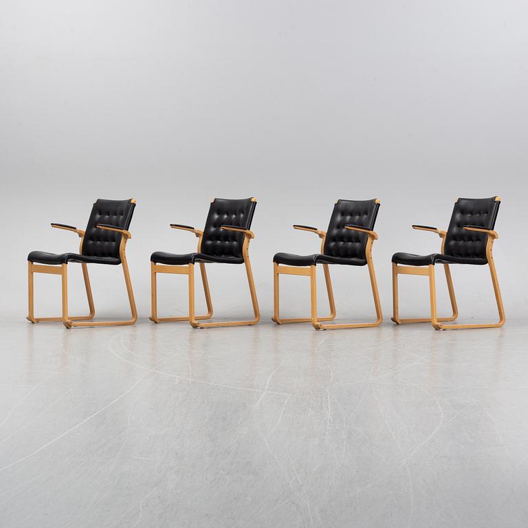 Bruno Mathsson, a set of four arm chairs, "Minette"/"Mi 423". Mathsson International AB, 1970s.