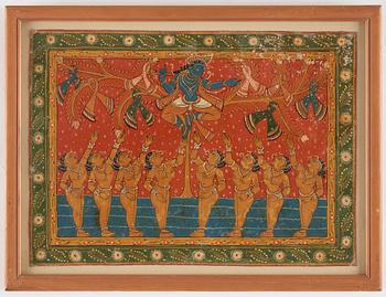 MÅLNING, pigment på papper. Indien, Orissa, sent 1800-tal.