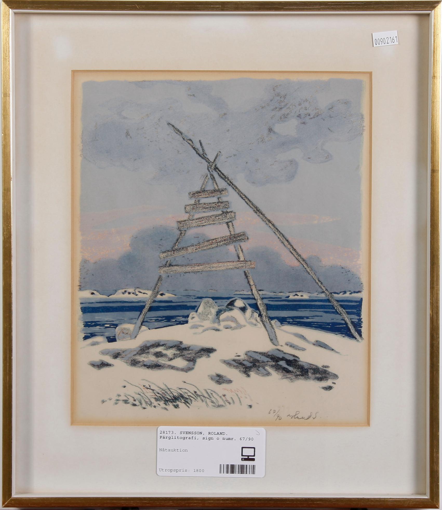 SVENSSON, ROLAND. Färglitografi, sign o numr. 67/90.