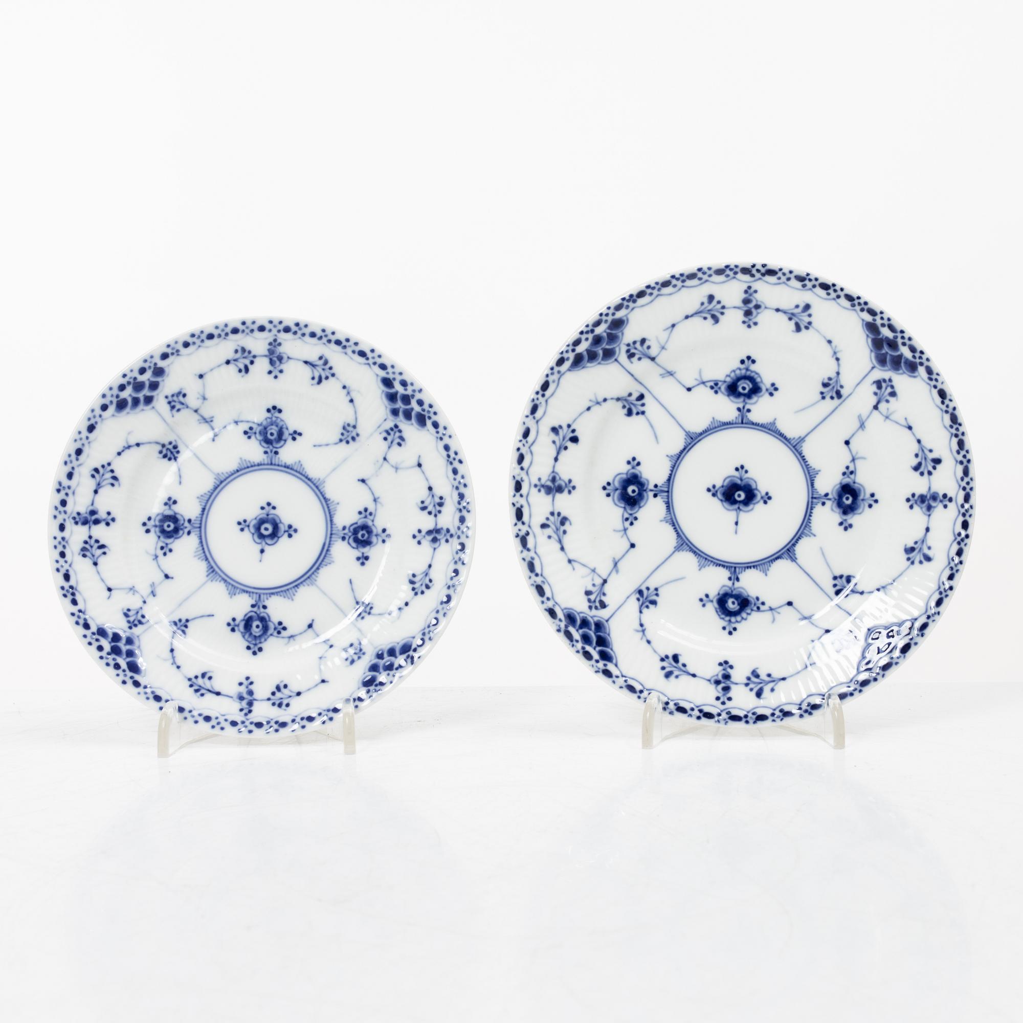 Royal Copenhagen, A 'Blue Fluted Half Lace" 30 pieces breakfast service, 'Musselmalet', partly 1889-1922 but also post 1923.