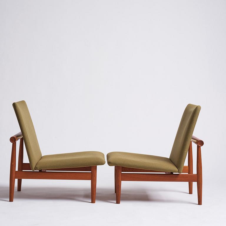 Finn Juhl, a par of 'Japan' (FD-137) easy chairs, France & Son, Denmark 1960s.