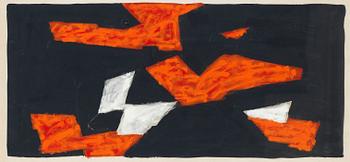 196. Olle Bonniér, Komposition i orange, svart och vitt.