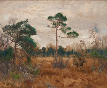 Bruno Liljefors, Autumn Landscape with Moose.