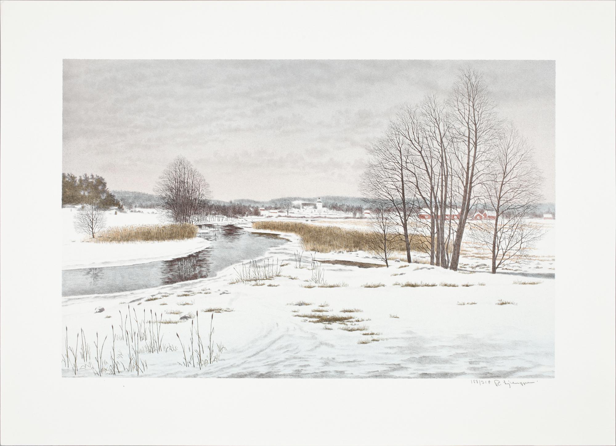 REINHOLD LJUNGGREN, mappen "Vinter", 5 st färglitografier. Sign o numr 188/310. 1983-84.
